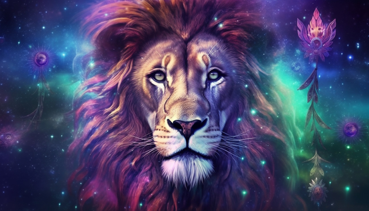 Majestic lion head in vibrant colors, midjourney ai art, ai art, midjourney free prompts