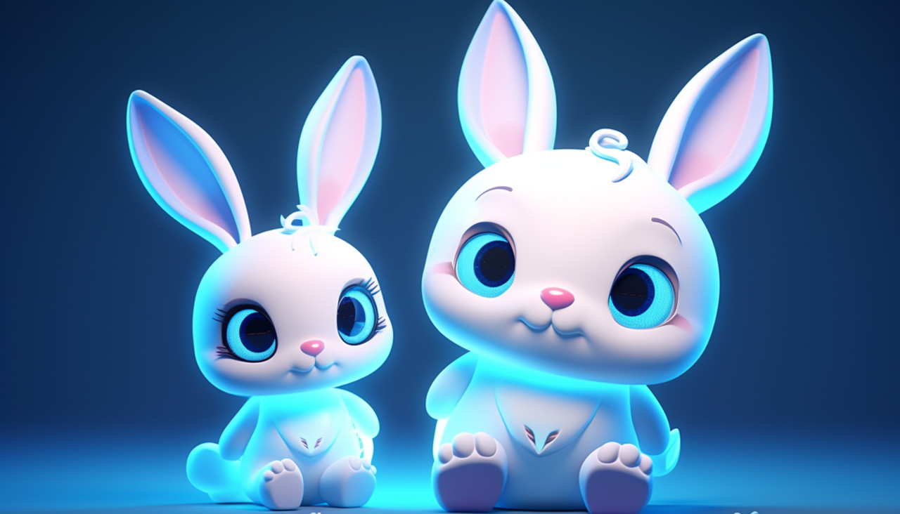 Cute cartoon bunny with cute eyes, midjourney ai art, ai art, midjourney free prompts