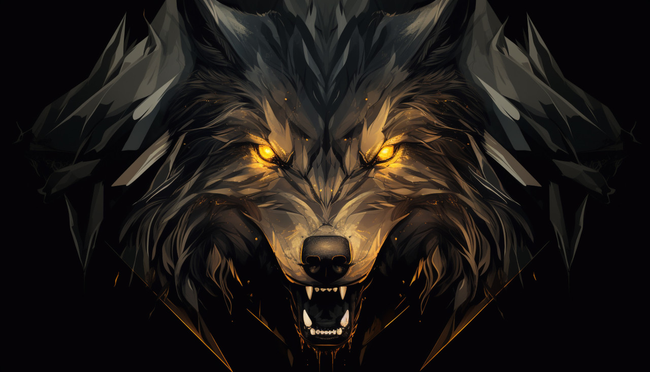 Cool wolf illustration, midjourney ai art, ai art, midjourney free prompts