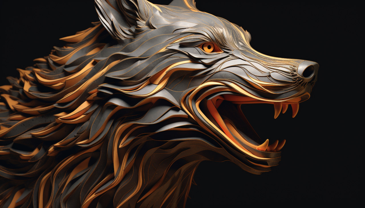 Angry wolf digital painting, midjourney ai art, ai art, midjourney free prompts