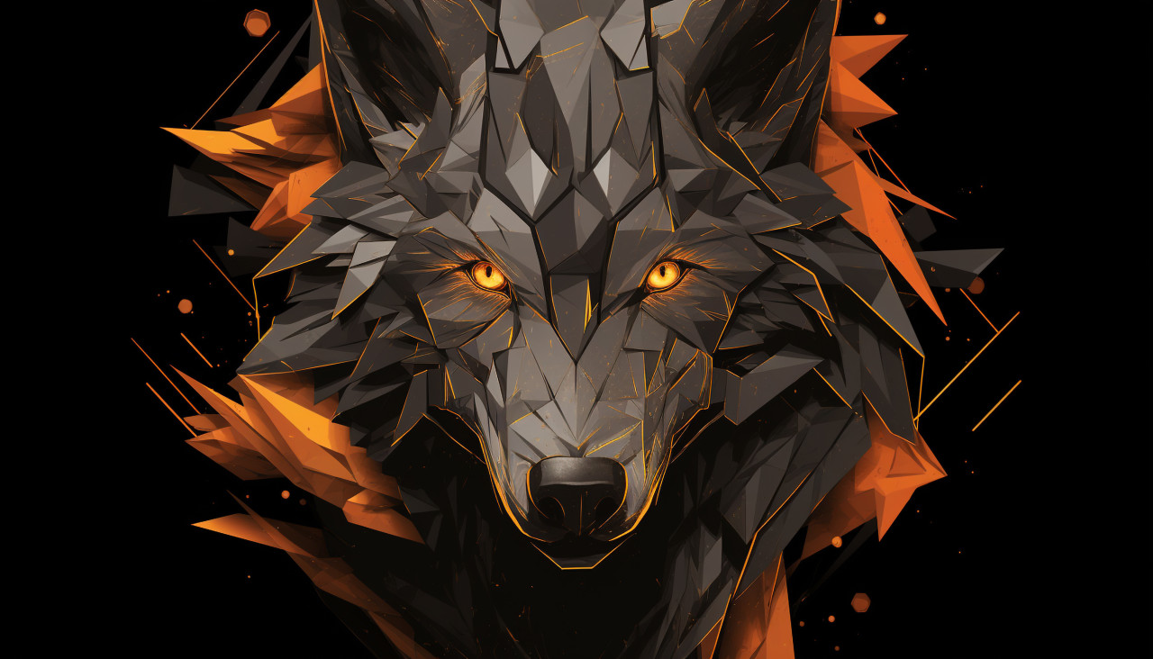 Mysterious wolf vector illustration, midjourney ai art, ai art, midjourney free prompts