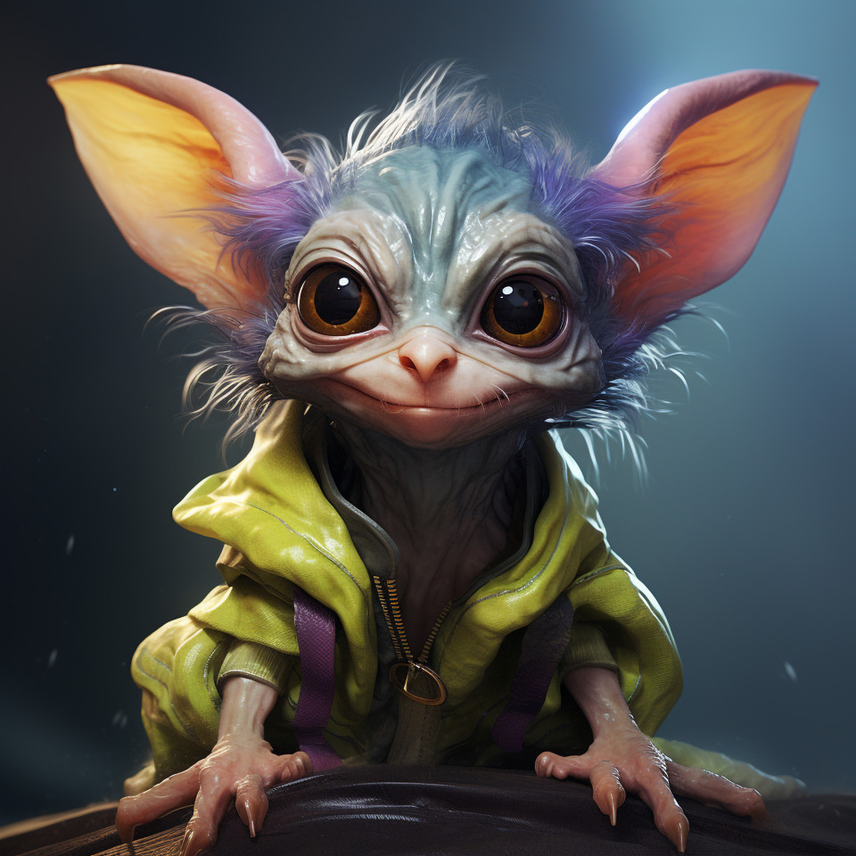 Cute and scary creature made from a painting, midjourney ai art, ai art, midjourney free prompts