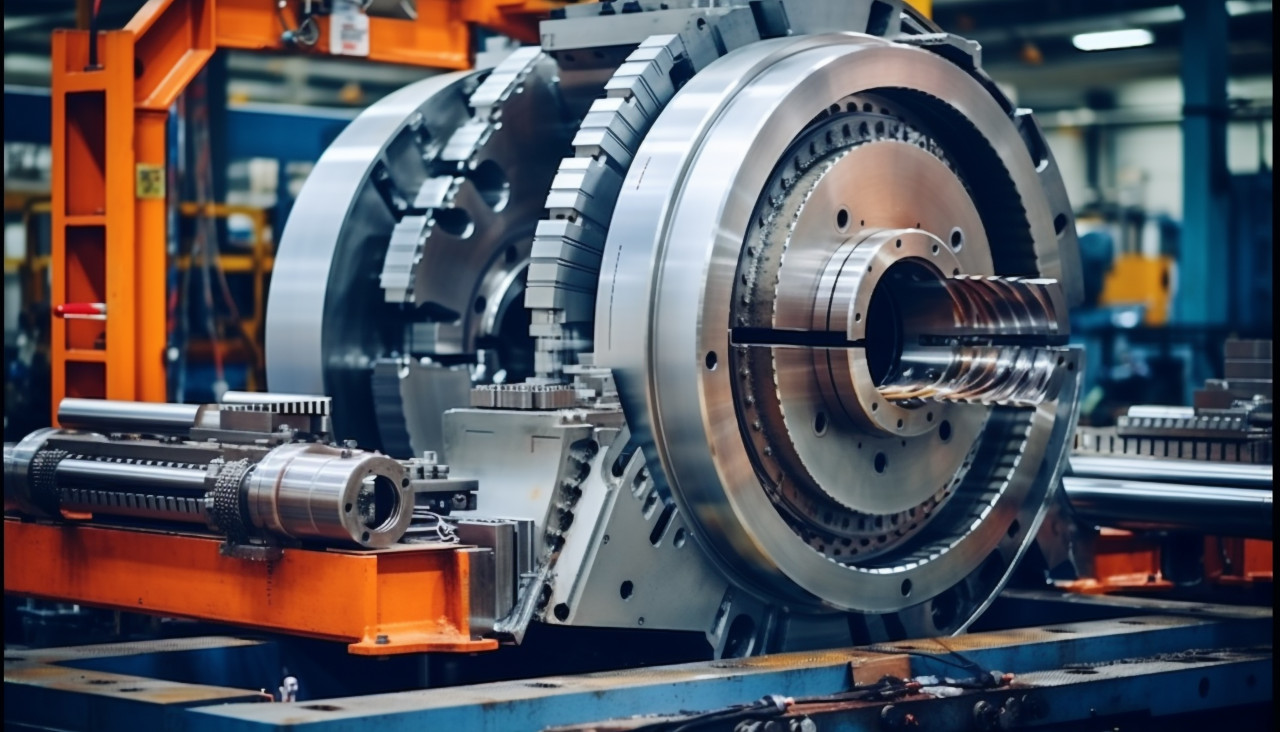 Metal industry workshop modern machinery building steel parts, assembly line car production, assembly line car manufacturing