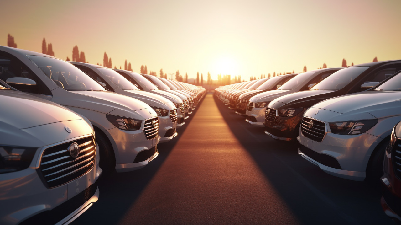 An image of many cars waiting for their day of delivery, assembly line car production, assembly line car manufacturing