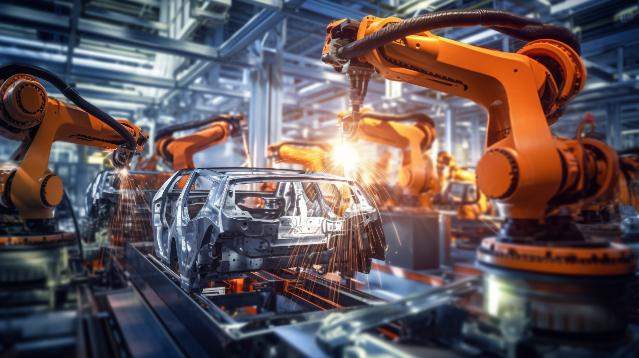 Factory workers on the job, industrial machinery stock images ai, midjourney prompt ideas