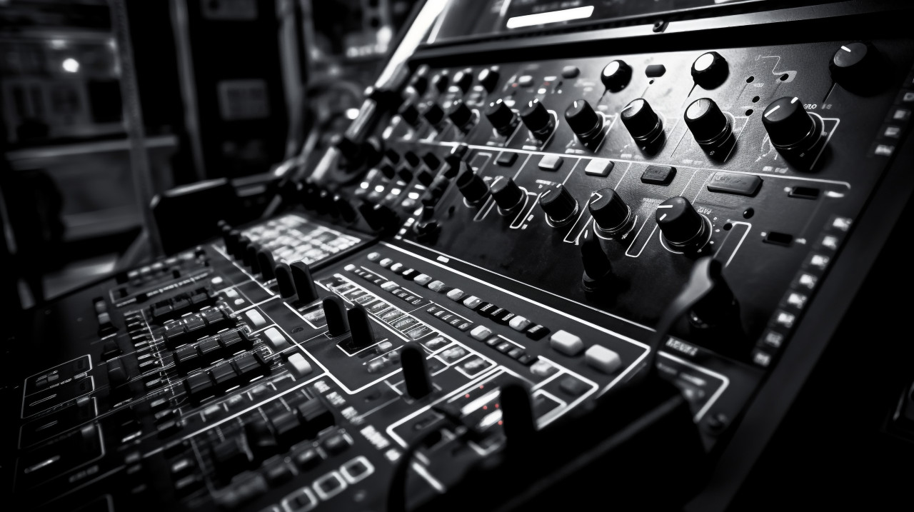 Close-up of a machine control panel, industrial machinery stock images ai, midjourney prompt ideas