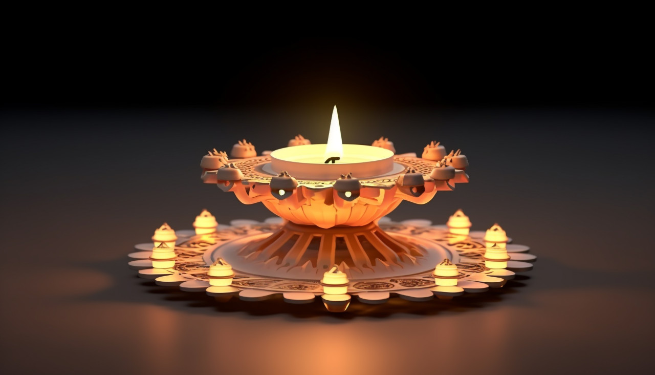Bright diya lamp in festive mood, diwali festival stock image, diwali festival ai prompt