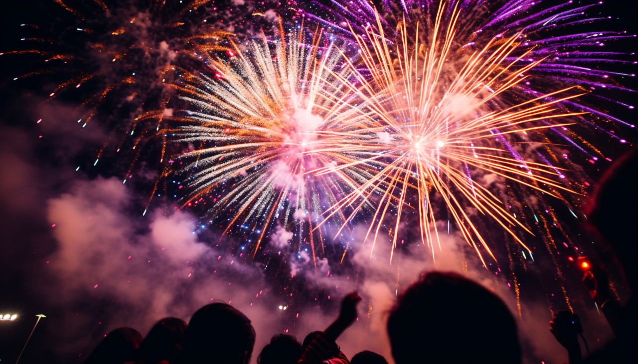 A group of fireworks are on fire at a black ligh, diwali festival stock image, diwali festival ai prompt