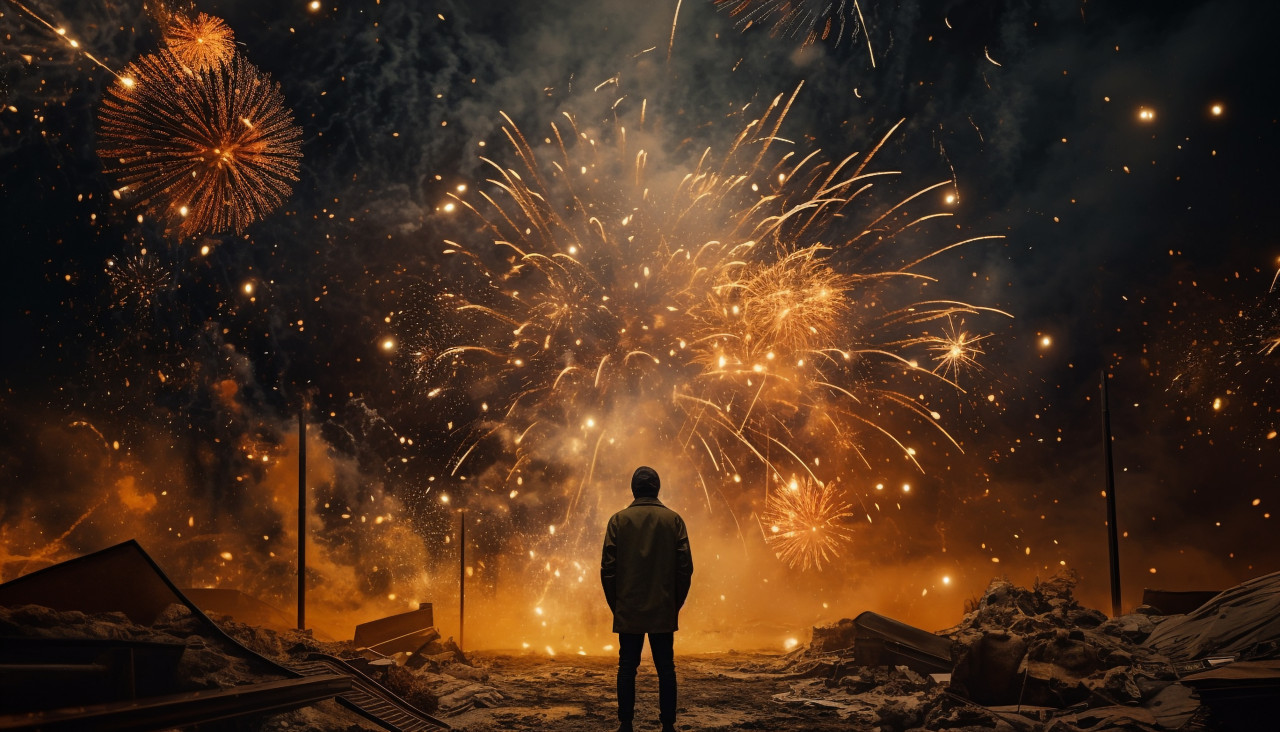 Fireworks are on the ground, diwali festival stock image, diwali festival ai prompt