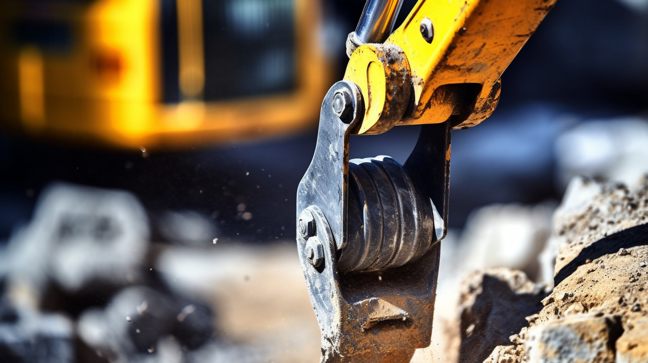 Close-up of jackhammer breaking concrete, industrial machinery stock images ai, midjourney prompt ideas