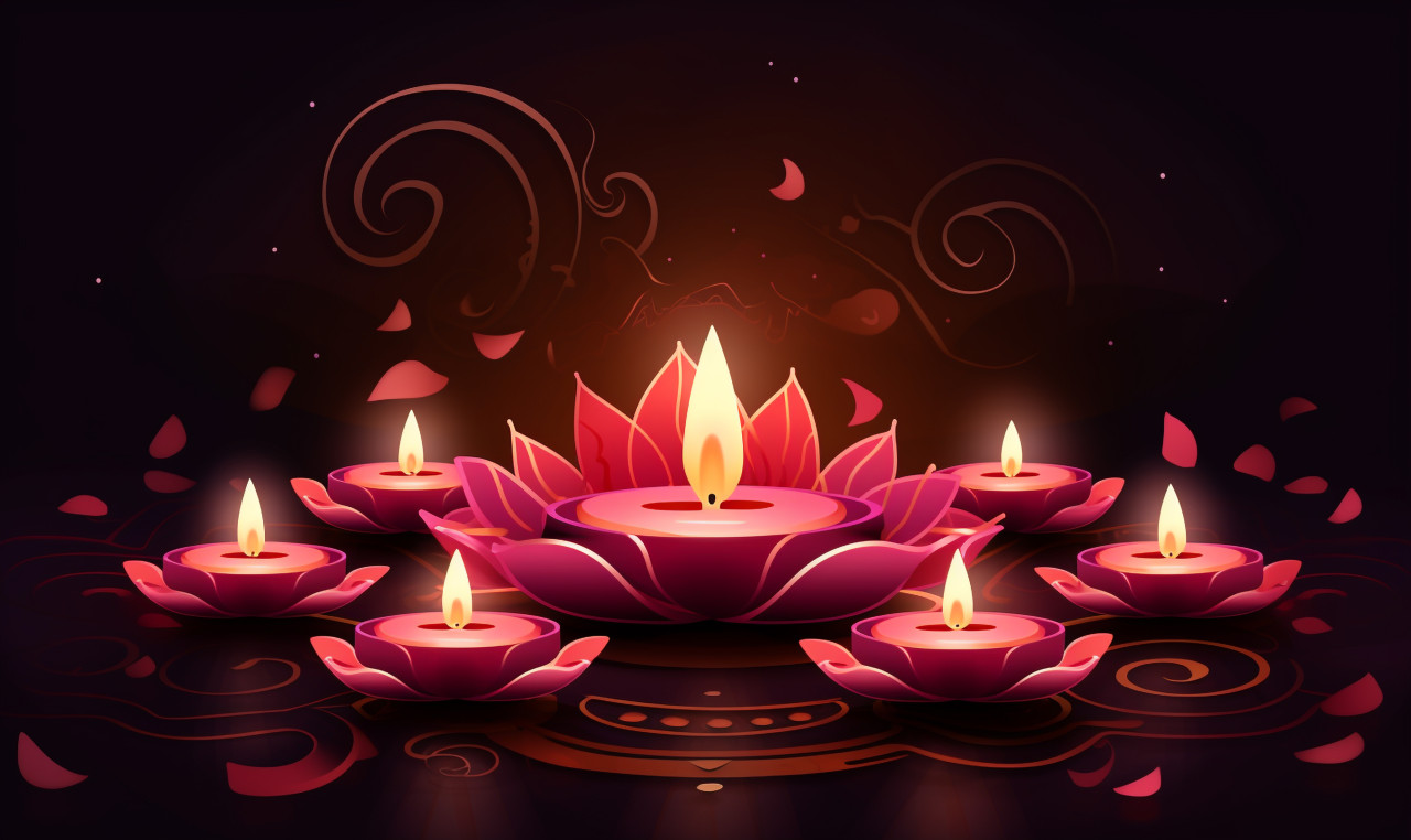 Beautiful diyas vector illustration, diwali festival stock image, diwali festival ai prompt