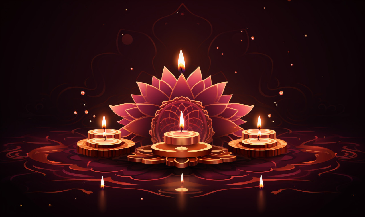Vector illustration of diyas for pooja, diwali festival stock image, diwali festival ai prompt