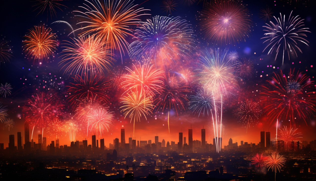 A bunch of fireworks are bursting into the sky, diwali festival stock image, diwali festival ai prompt