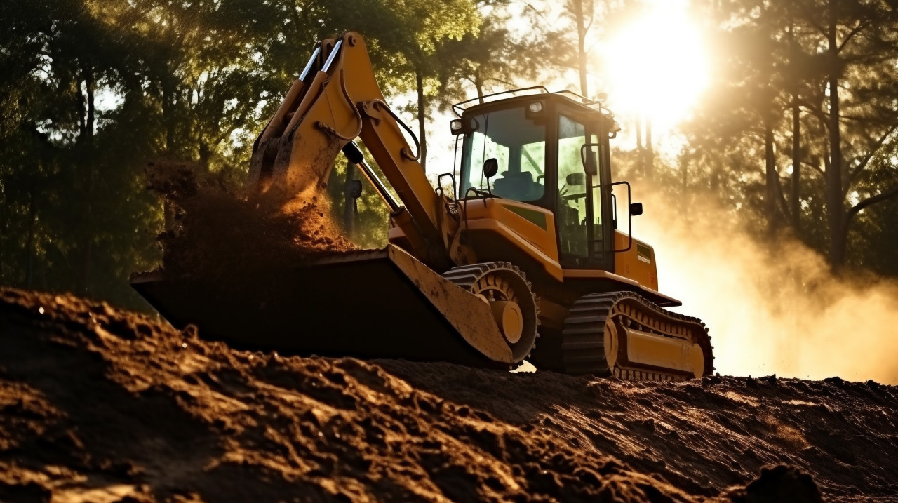 Bulldozer clearing a path, industrial machinery stock images ai, midjourney prompt ideas