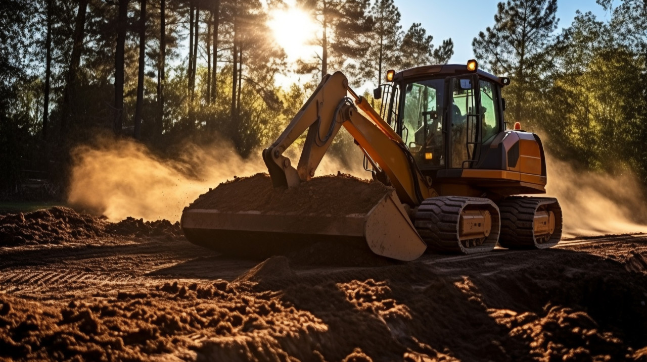 Bulldozer moving dirt, industrial machinery stock images ai, midjourney prompt ideas