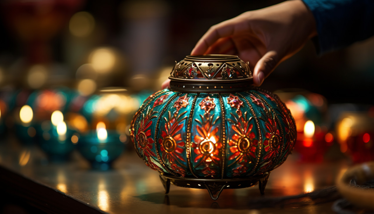 Child holding diyas for diwali, diwali festival stock image, diwali festival ai prompt