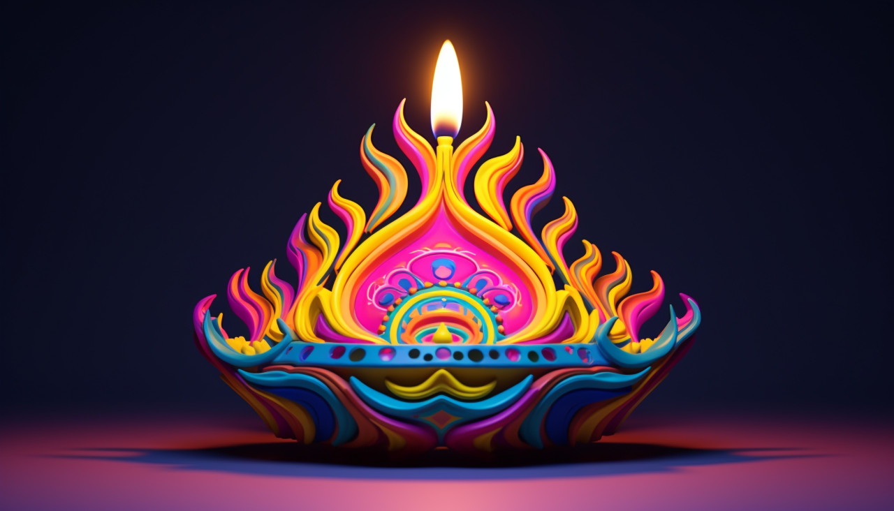 Beautiful diya lit up with golden light, diwali festival stock image, diwali festival ai prompt