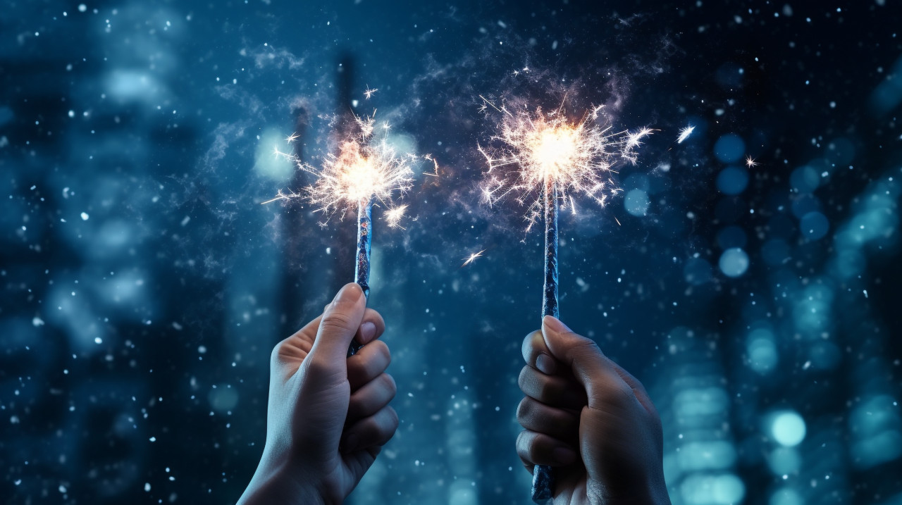 Large hands holding a sparkler, diwali festival stock image, diwali festival ai prompt