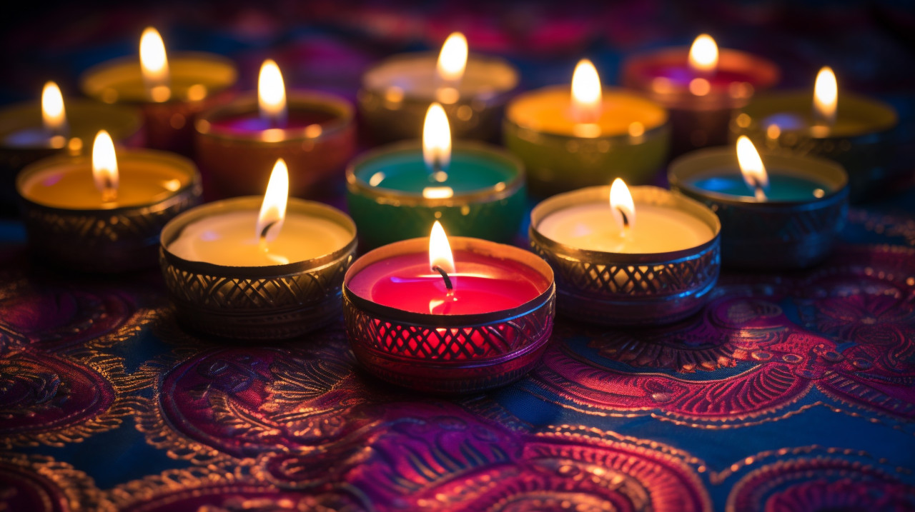 Beautiful diwali lights and candles, diwali festival stock image, diwali festival ai prompt