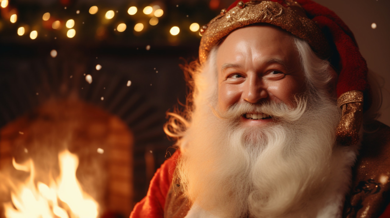 Santas glowing beard, christmas stock image ai, christmas stock photos ai