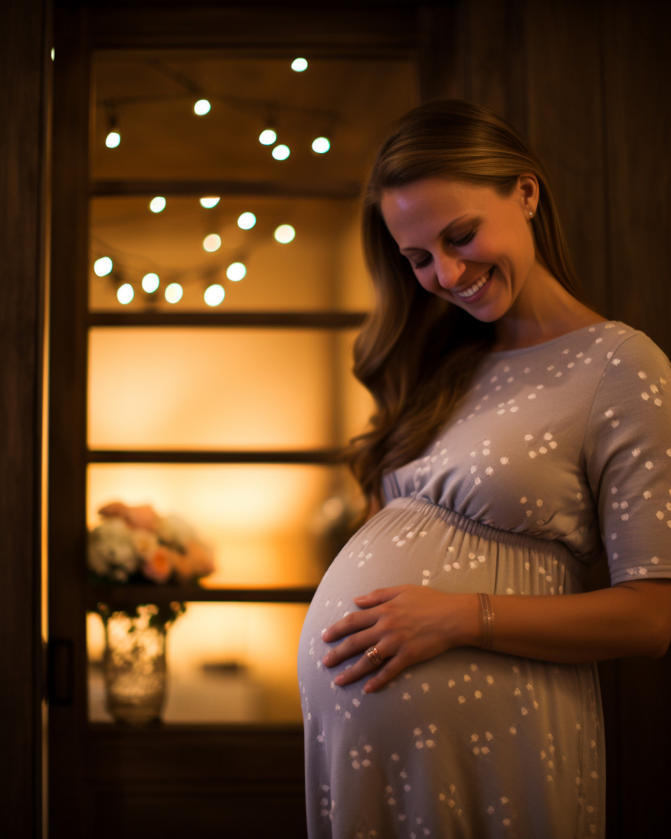 Pregnant woman caressing her baby bump, pregnant women pictures, maternity photos