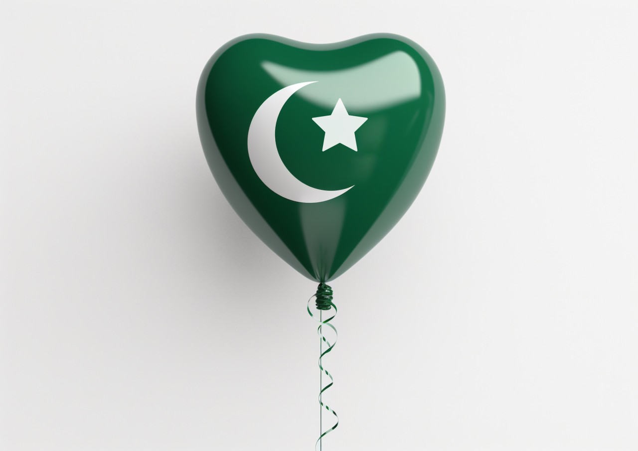 Pakistan flag balloon in celebration, pakistan independence day photos