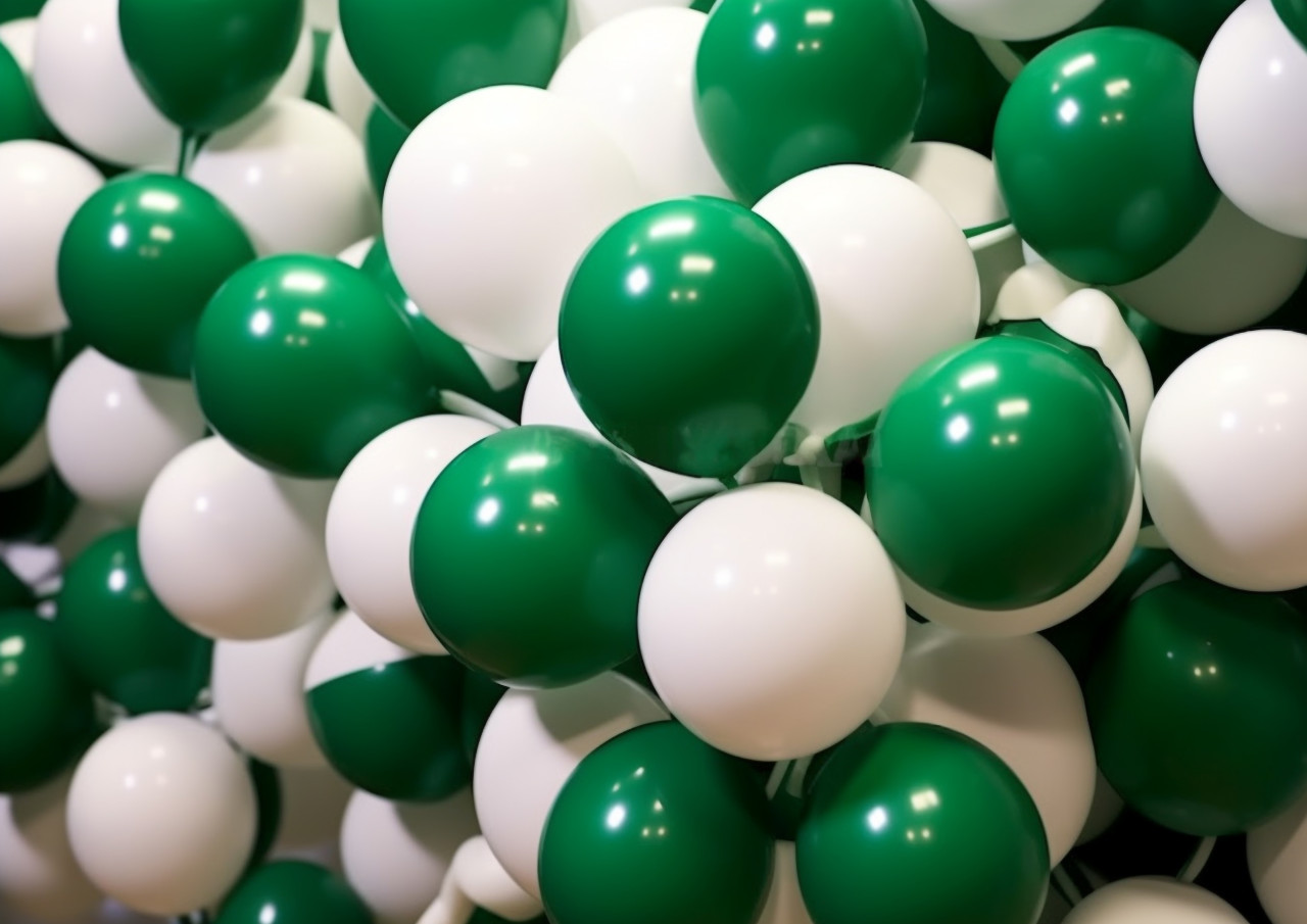 Small green white balloons, pakistan independence day photos