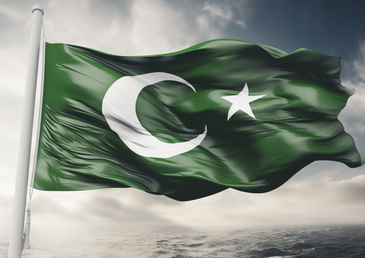 Pakistan flag flying in the wind, pakistan independence day photos