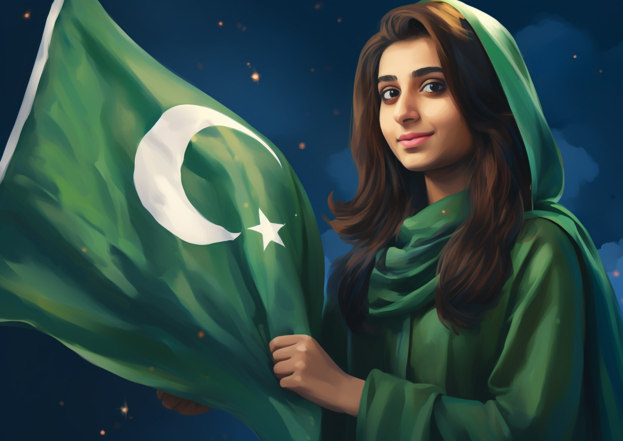 Pakistani man holding pakistani flag, pakistan independence day photos