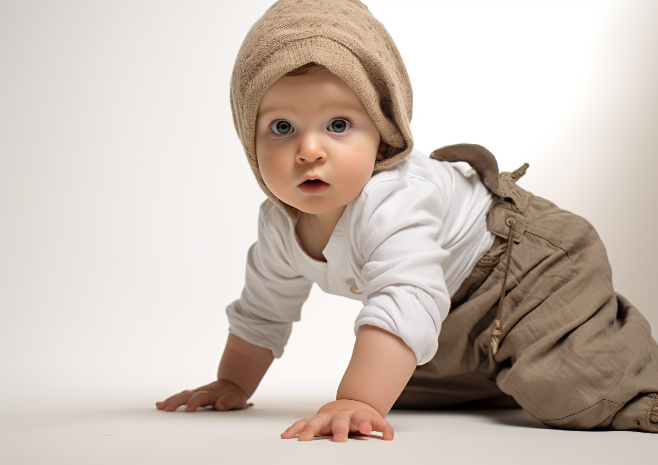 Baby crawling for the first time, ai baby prompt, baby ai art