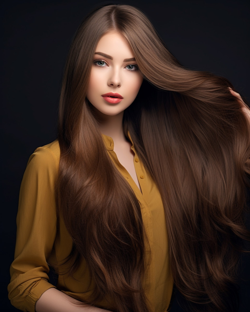 Beautiful hair woman long smooth brunette hairstyle, beautiful girl with long hair