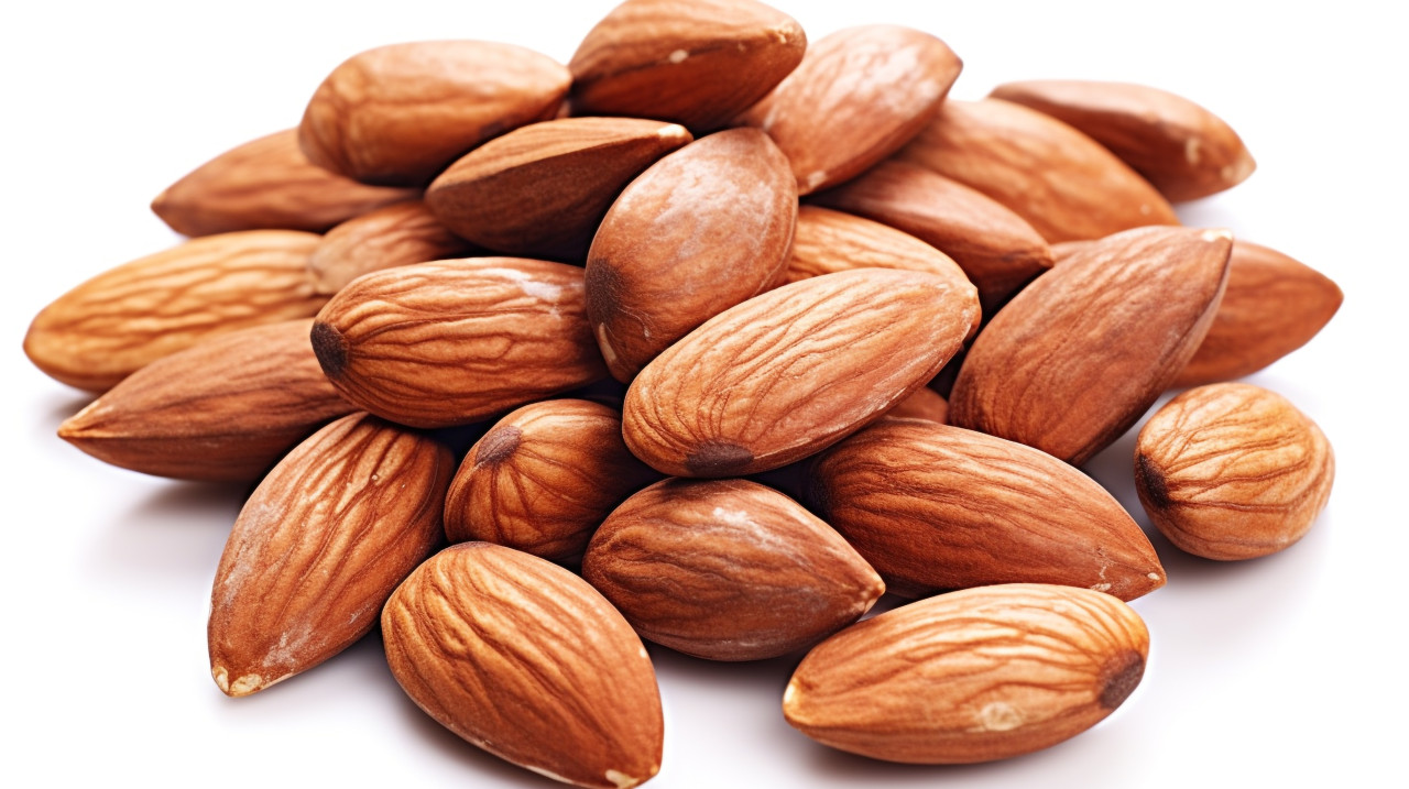 Almonds isolated on white background, almond image