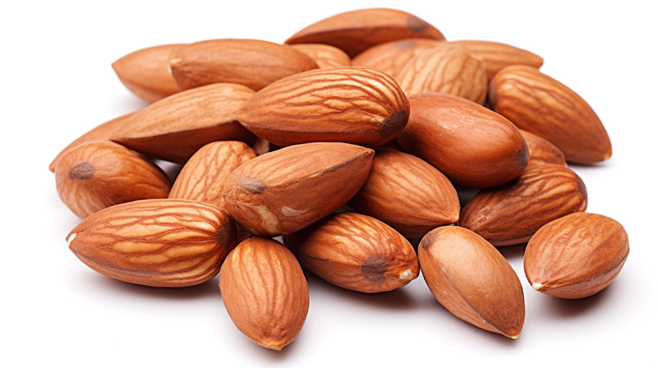 Almond seeds isolated on white, almond image