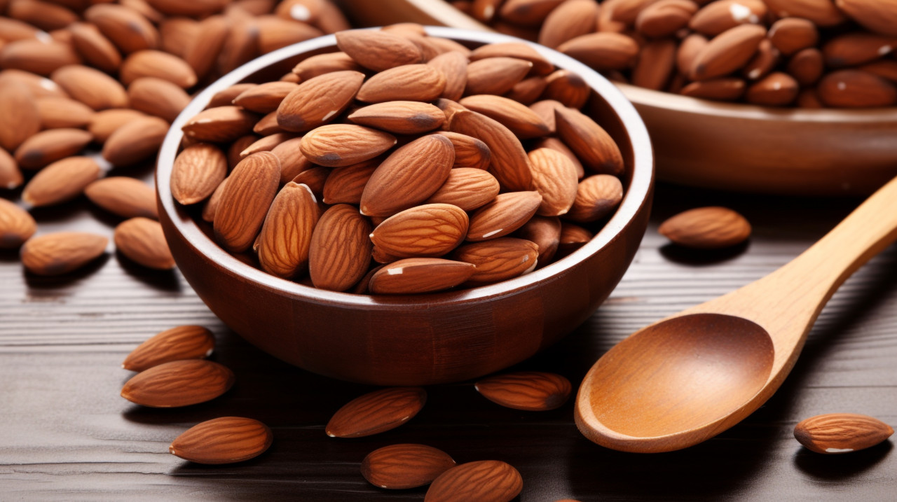 Delicious almonds, a healthy snack, almond image