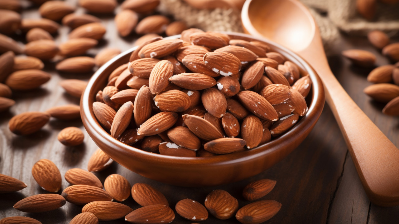 A bowl of almonds a nutritious snack, almond image