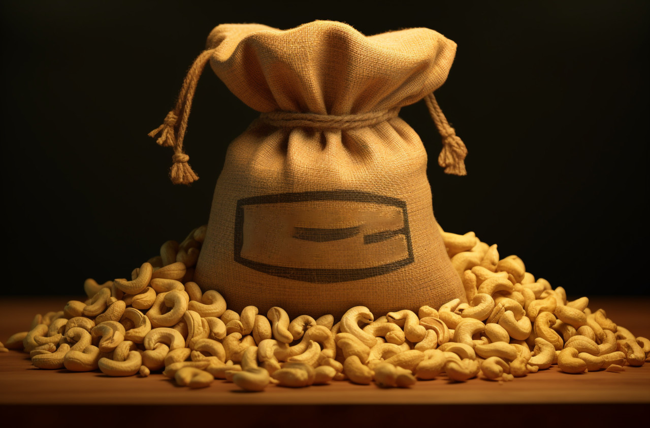 A sack full of cashews, cashew image