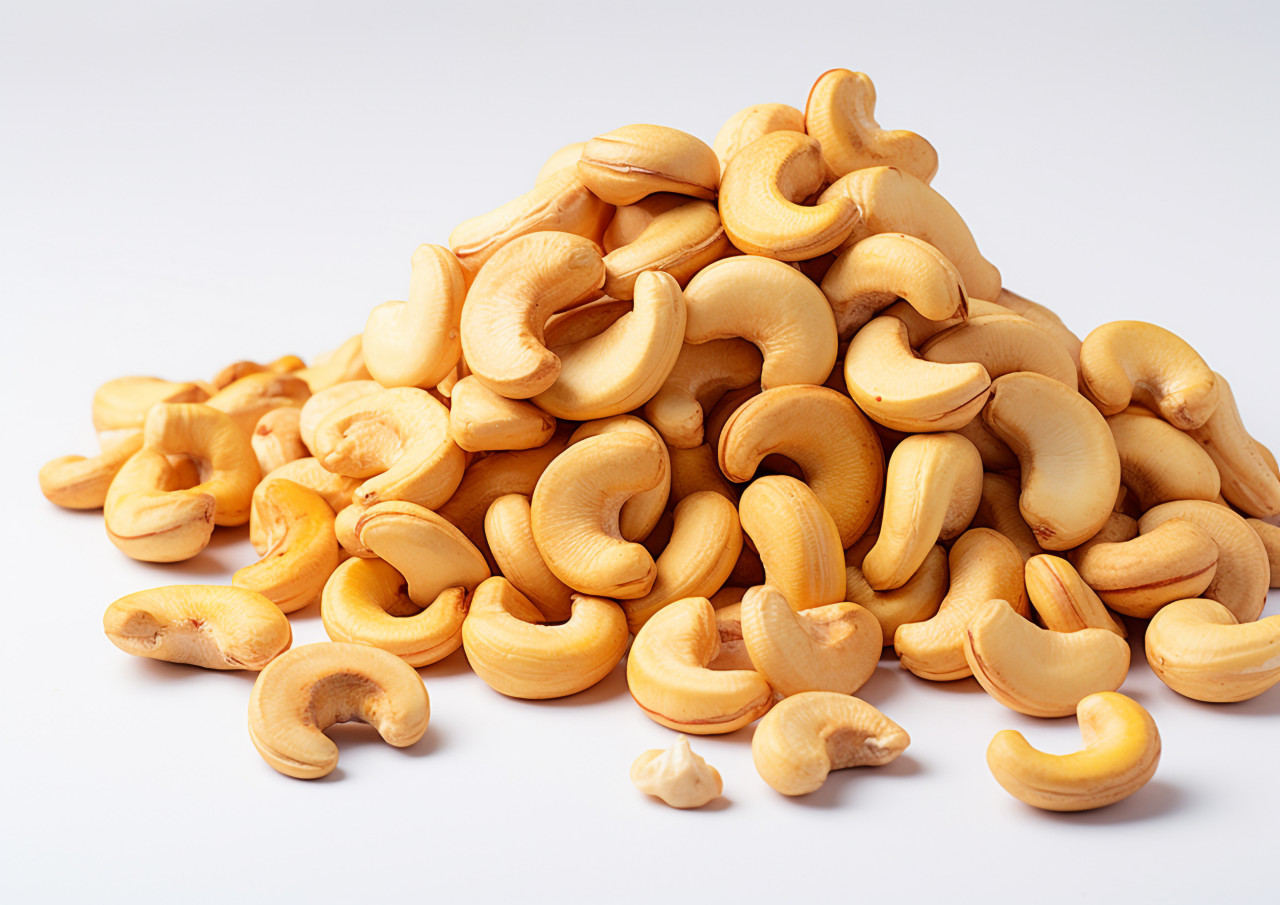 Cashews are on a white background, cashew image