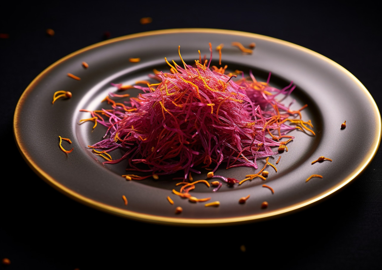 Small dish of saffron with seed, saffron flower image