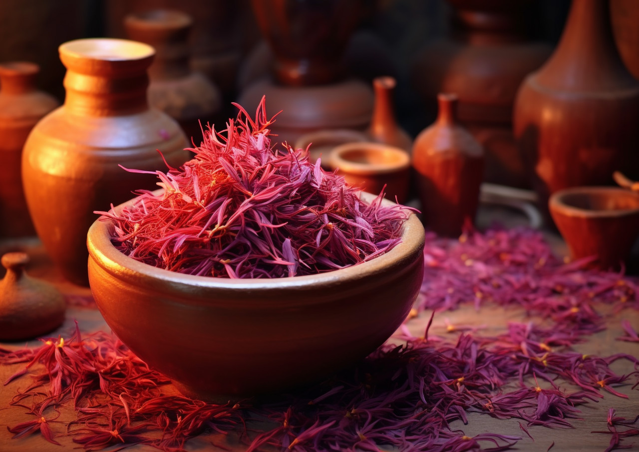 Saffron from the pot, saffron flower image