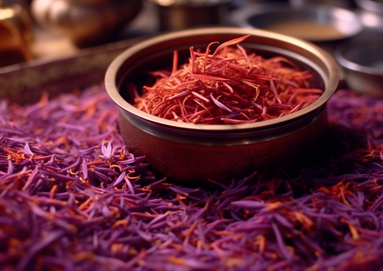 Saffron crocus blooms in spring, saffron flower image