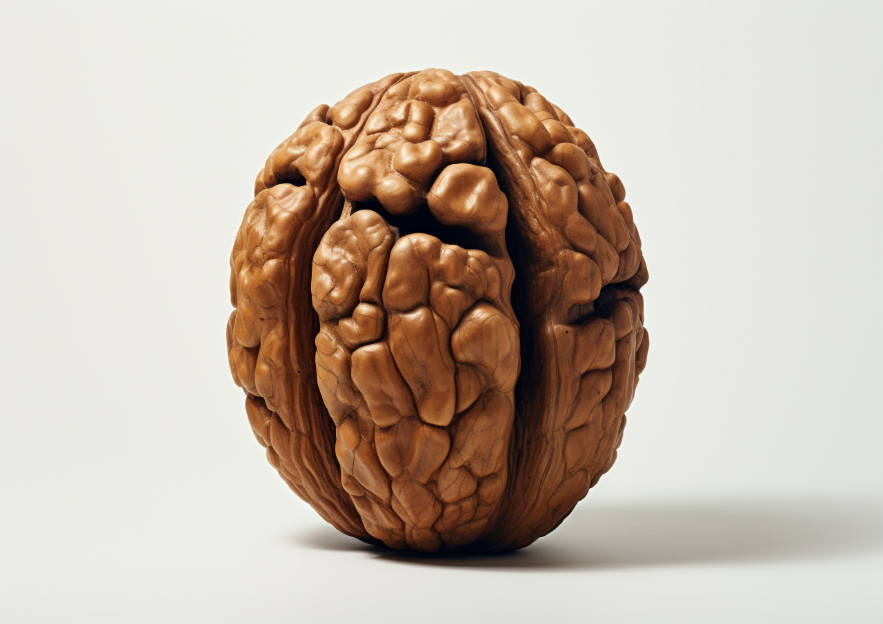 A big walnut on a white background, walnuts image