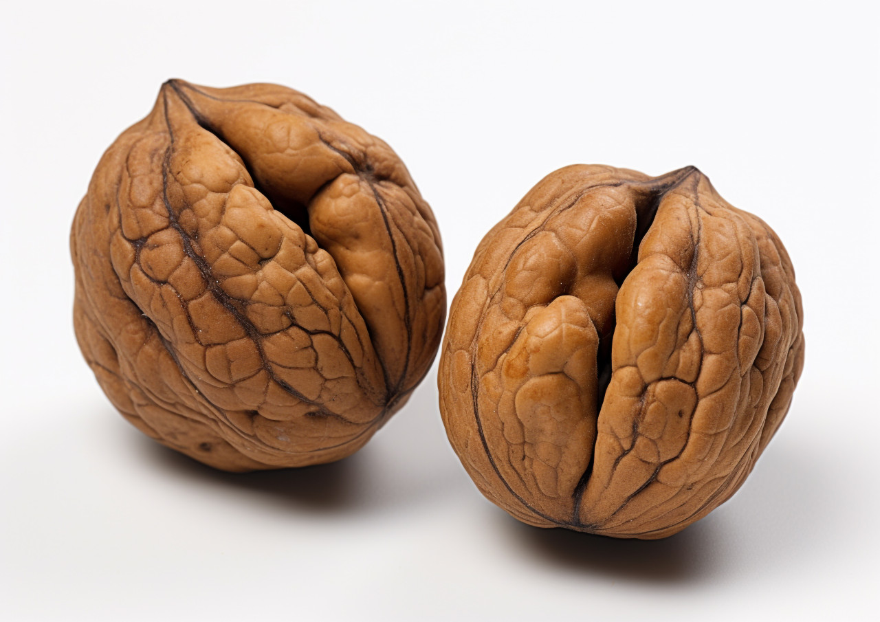 Walnut pair in contrast, walnuts image