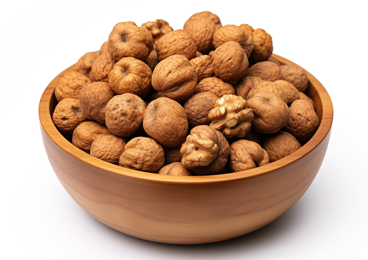 Walnuts on a white background, walnuts image