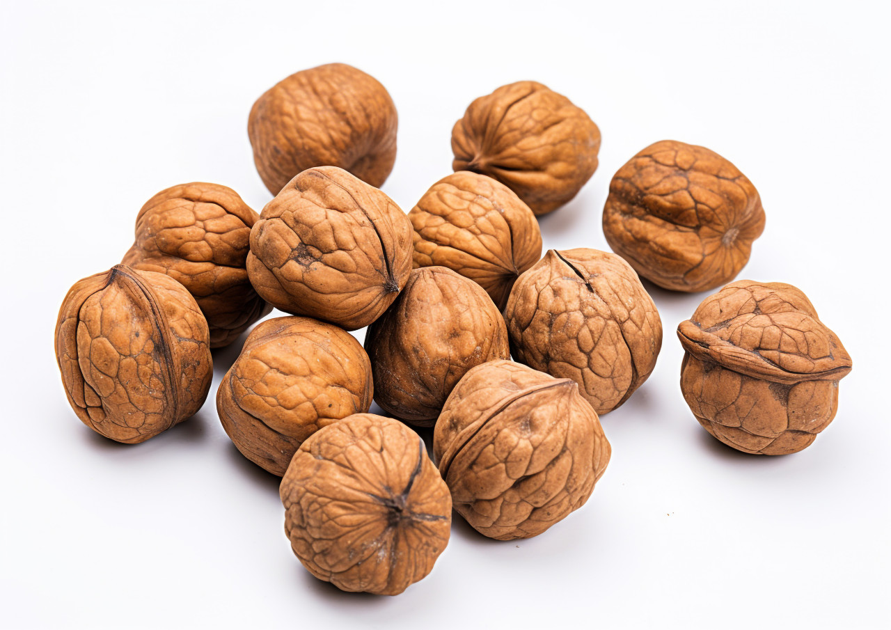 Walnuts in high contrast, walnuts image