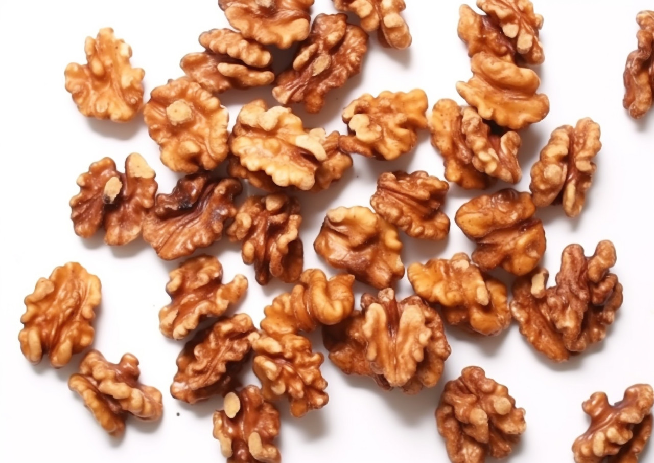 Walnuts on a white background, walnuts image