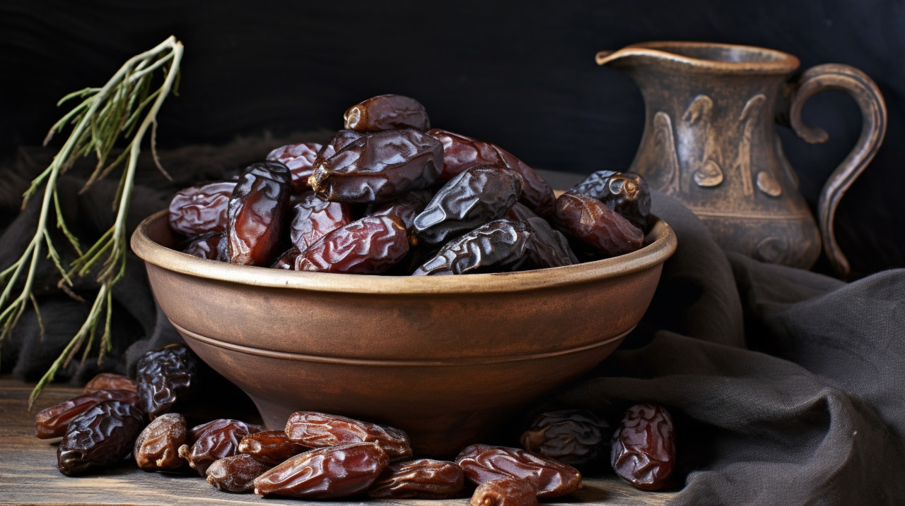 Bowl of dates for a healthy treat, sweet dates image