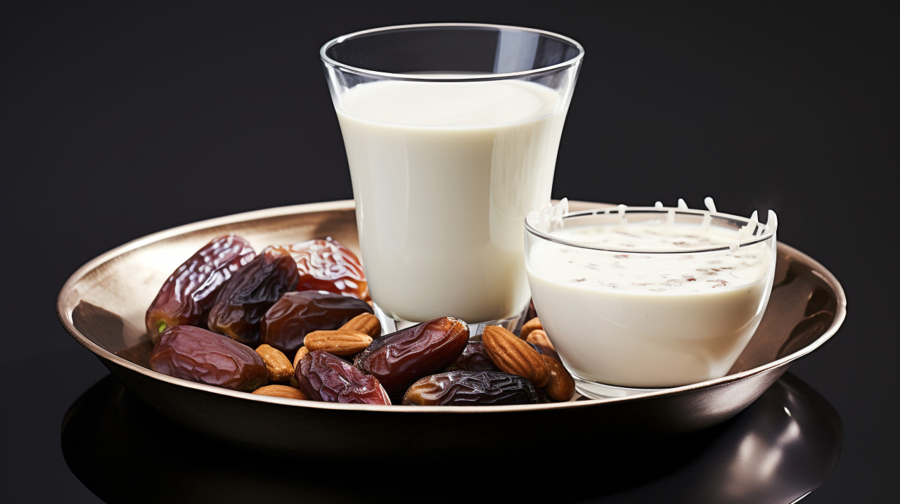 Milk dates and dates in a glass bowl, sweet dates image