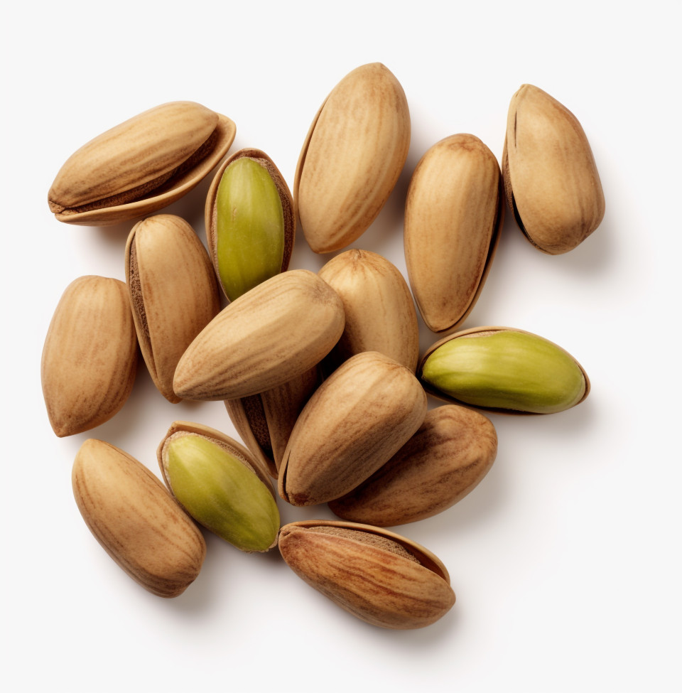 Pistachios on a white background, pistachio nut image