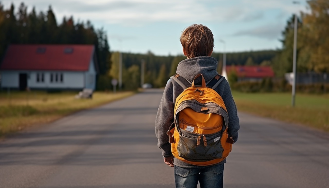Happy boy on his way to school, back to school stock images ai, back to school ai prompts