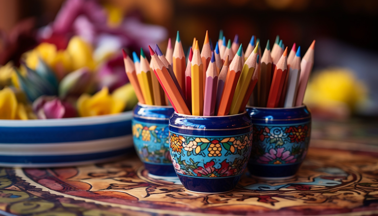 Pencils in a variety of colors, back to school stock images ai, back to school ai prompts